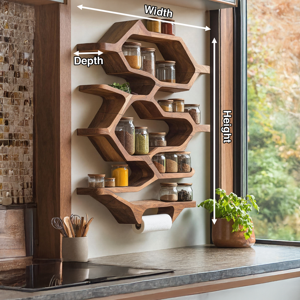 Handcrafted Wooden Rack For Kitchen Spice Organization