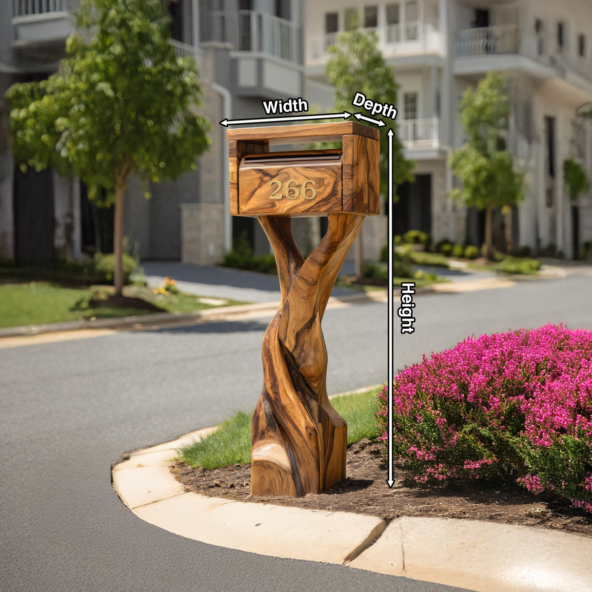Farmhouse Wooden Sculpture Mailbox For Patio Rustic Garden Design