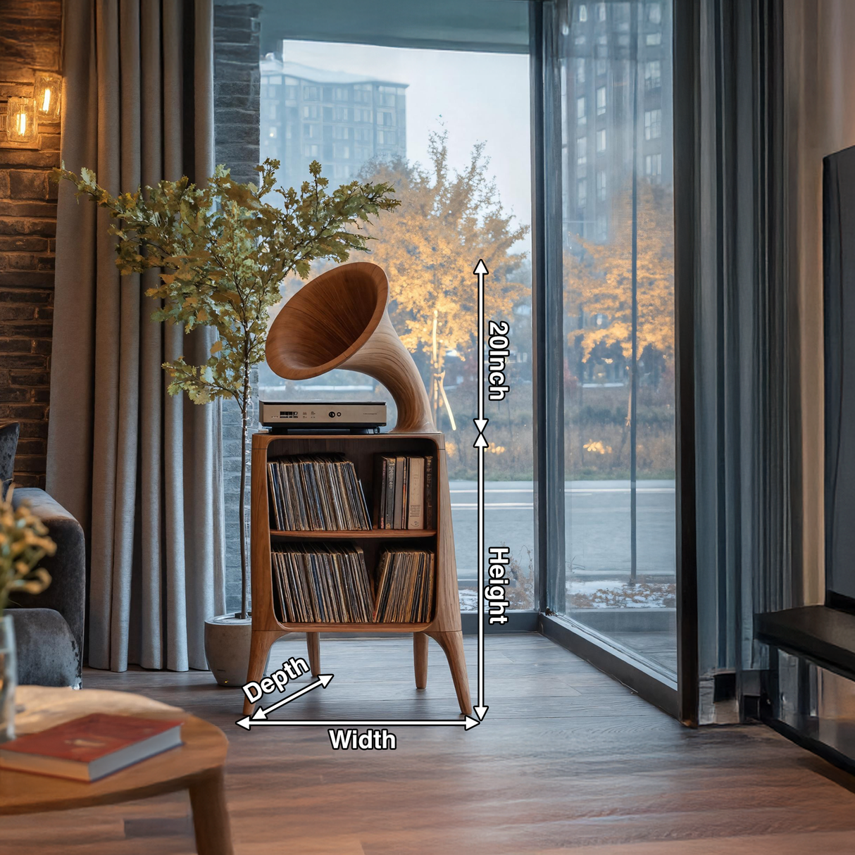 Mid Century Record Console Table For Livingroom