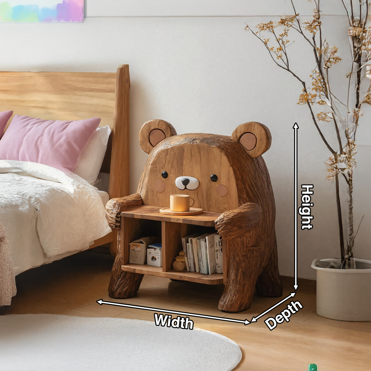 Farmhouse Wood Side Table For Furniture Decoration