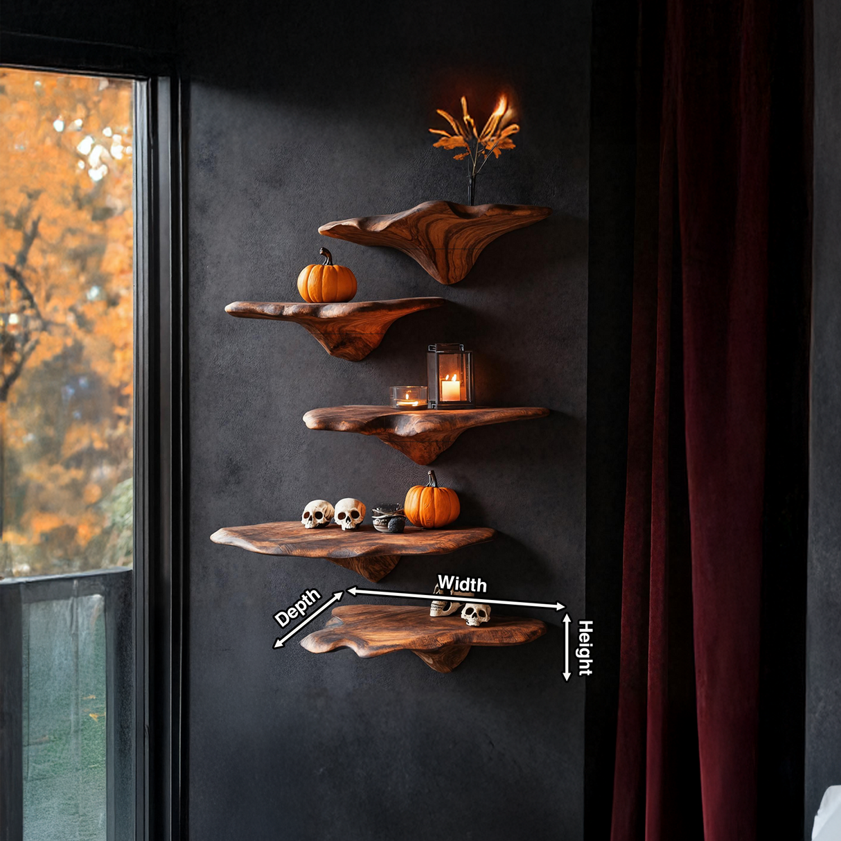 Modern Solid Wood Mushroom Shelf For Halloween Furniture Decor