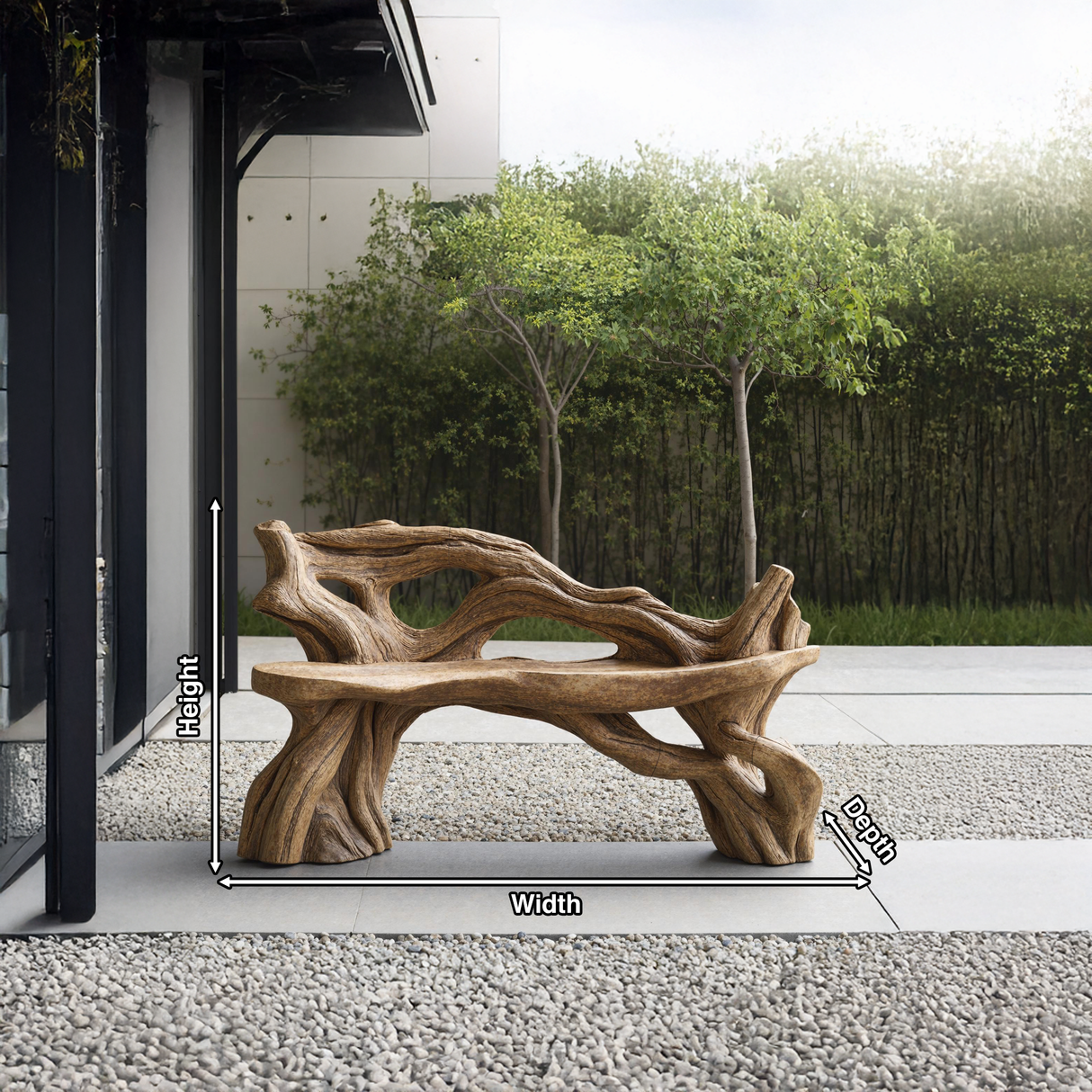 Handcrafted Branch Bench Outdoor Decor For Hand Carved Gardens