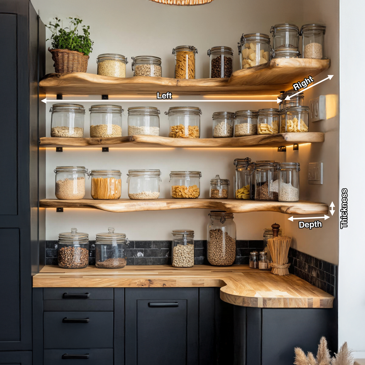 Farmhouse Wooden Spice Rack Shelf For Kitchen Decor