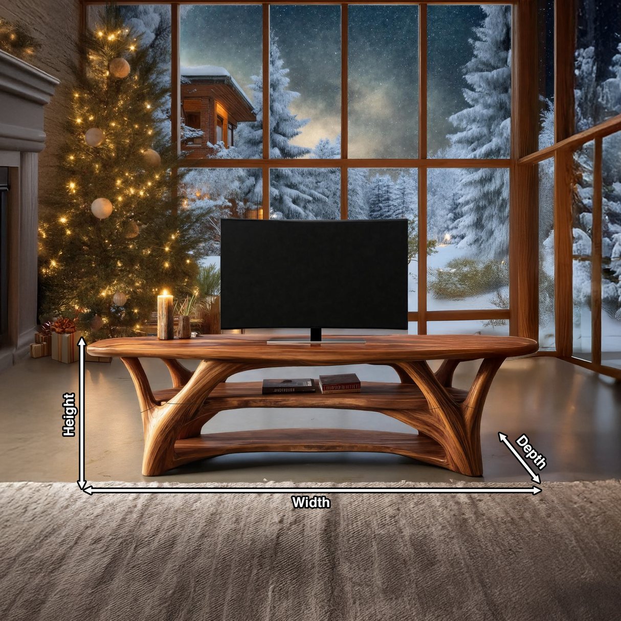 Farmhouse Live Edge Entryway TV Stand For Christmas Design