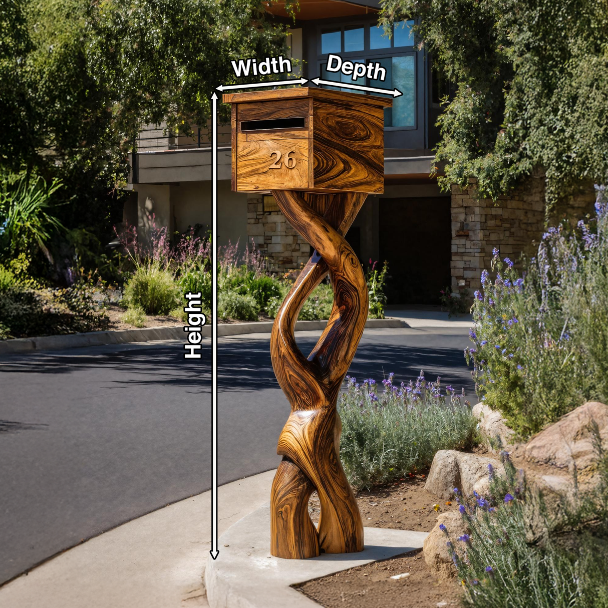 Farmhouse Solid Wood Sculpture Mailbox For Garden Furniture Decor