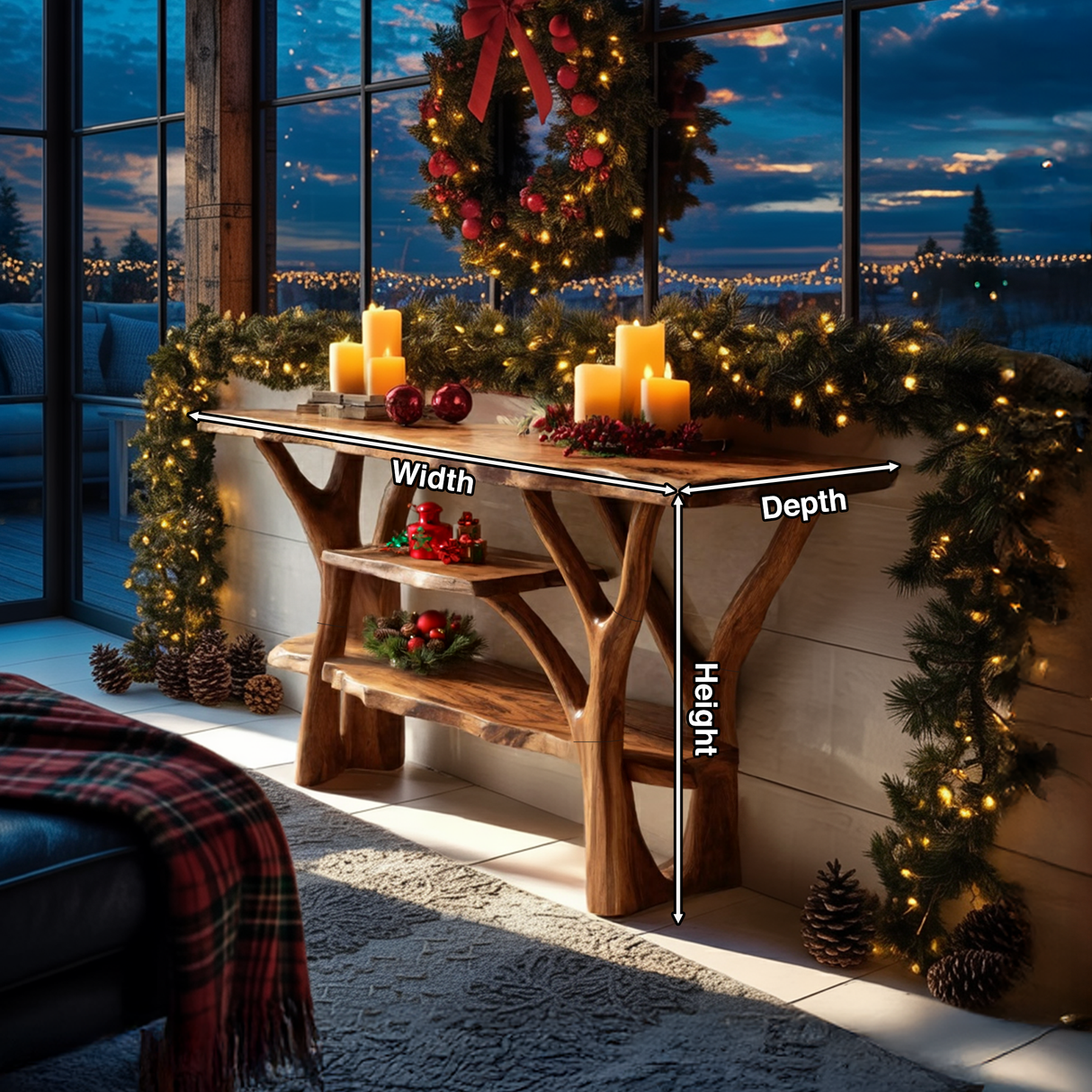 Handcrafted Solid Wood Console Table For Christmas Furniture Entryway Decor