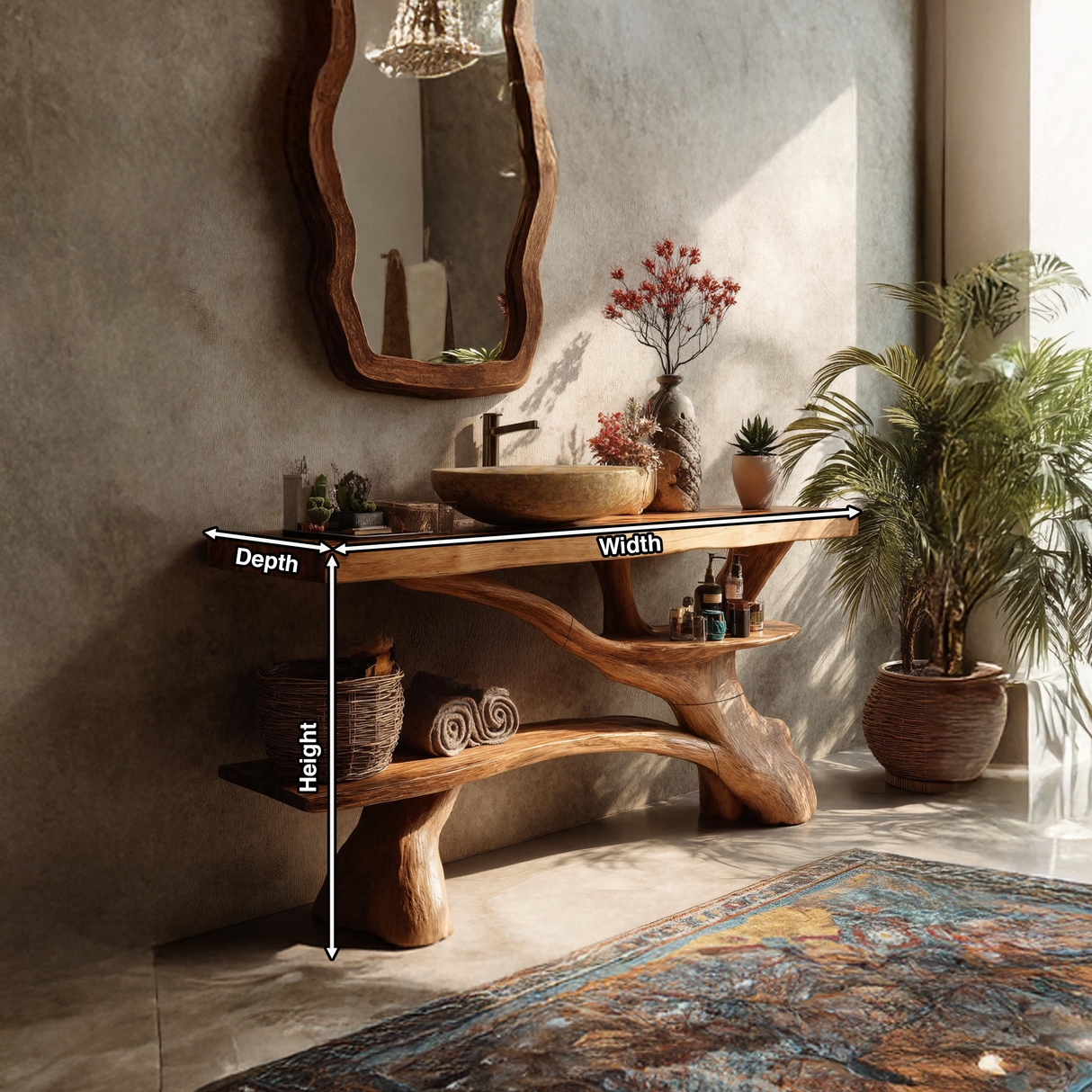 Modern Live Edge Tree Trunk Vanity For Contemporary Bathroom Furniture