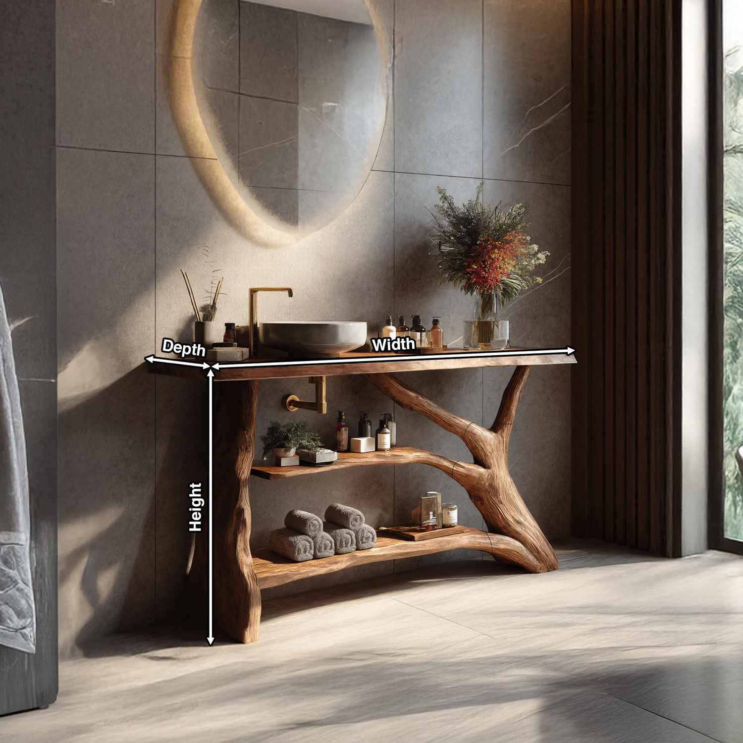 Mid Century Solid Wood Bathroom Vanity For Modern Bathroom Decor