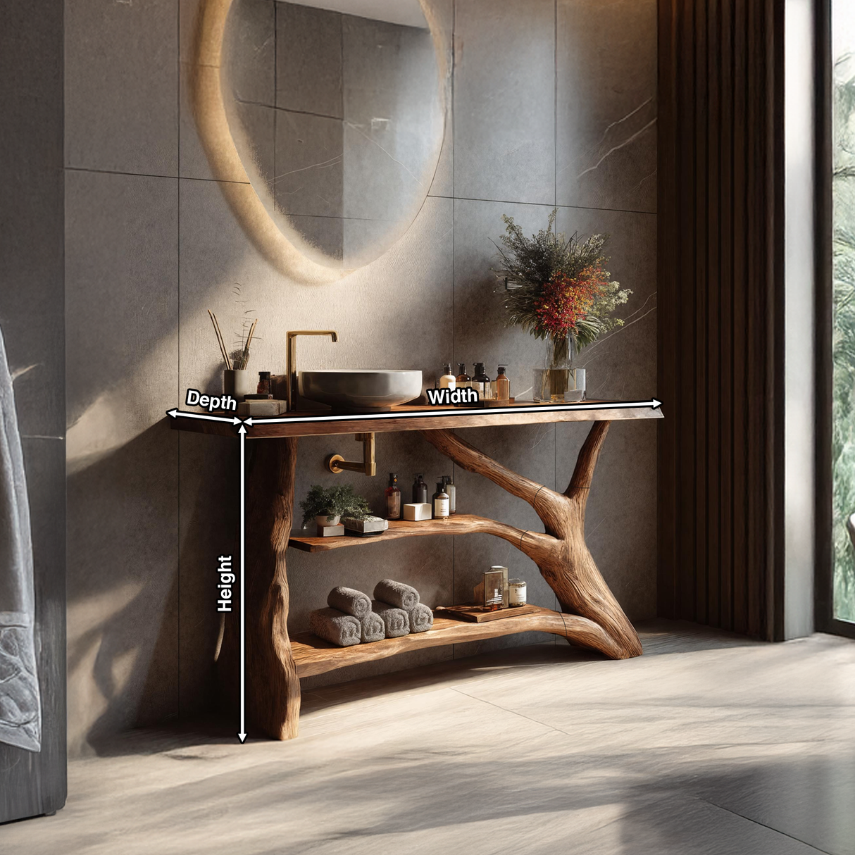 Mid Century Solid Wood Bathroom Vanity For Modern Bathroom Decor