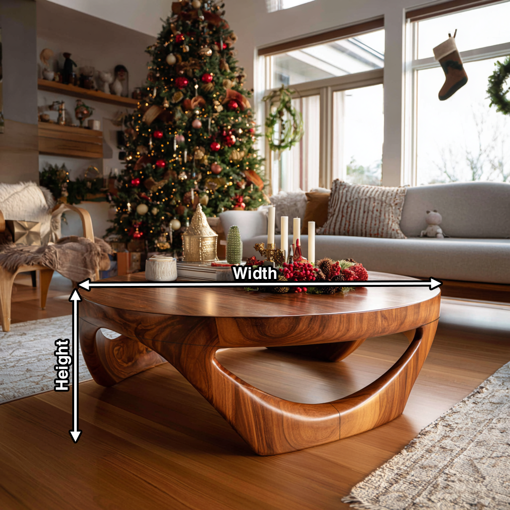 Mid Century Solid Wood Low Coffee Table For Holiday Entryway Decor