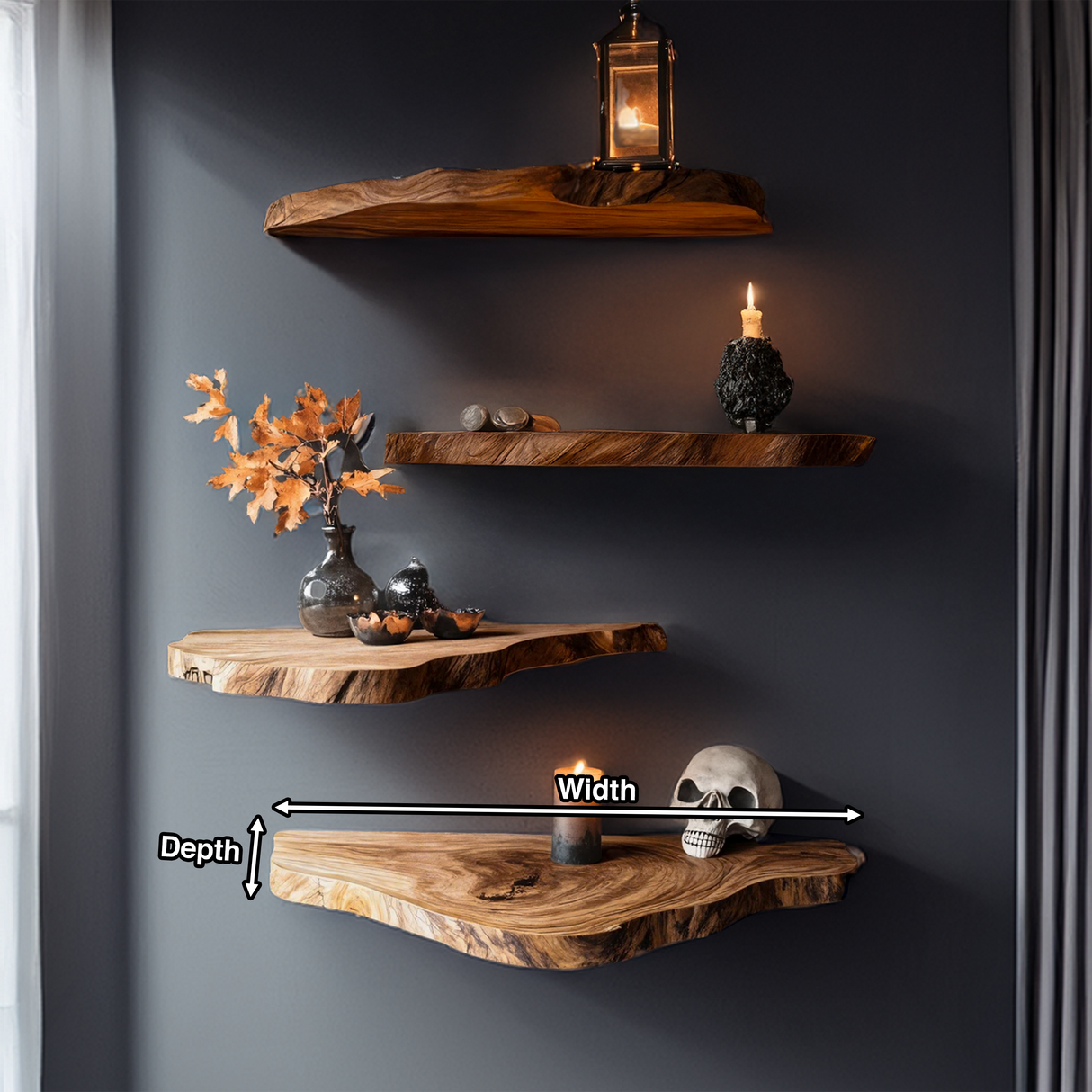 Farmhouse Wooden Floating Shelf For Furniture Decor Country Halloween Style