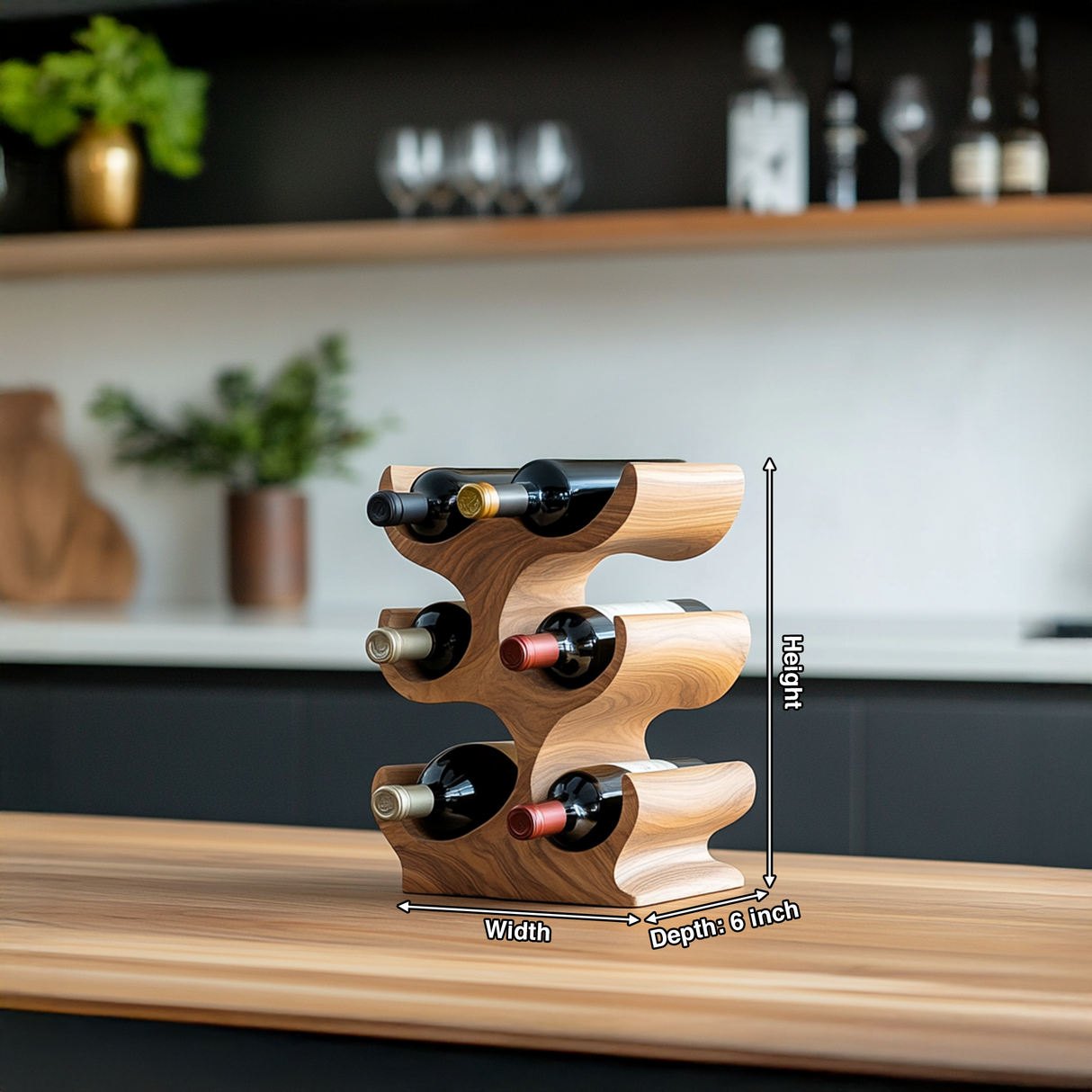 Farmhouse Wine Rack For Kitchen Storage Organization