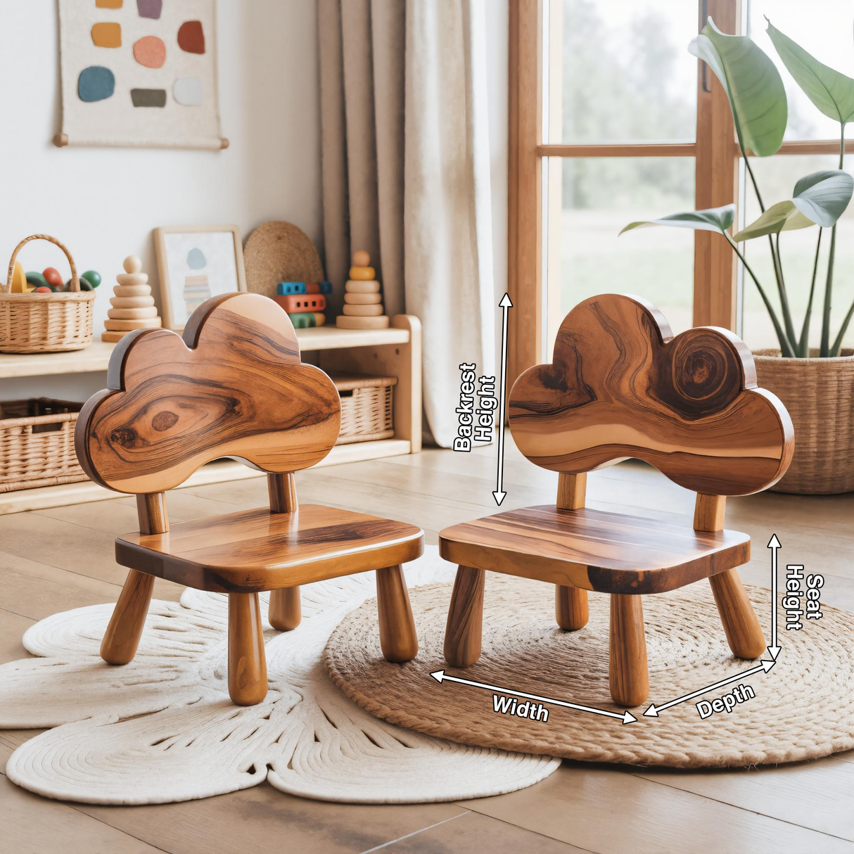 Whimsical Cloud Shaped Kids Chair For Montessori Nursery Or Playroom