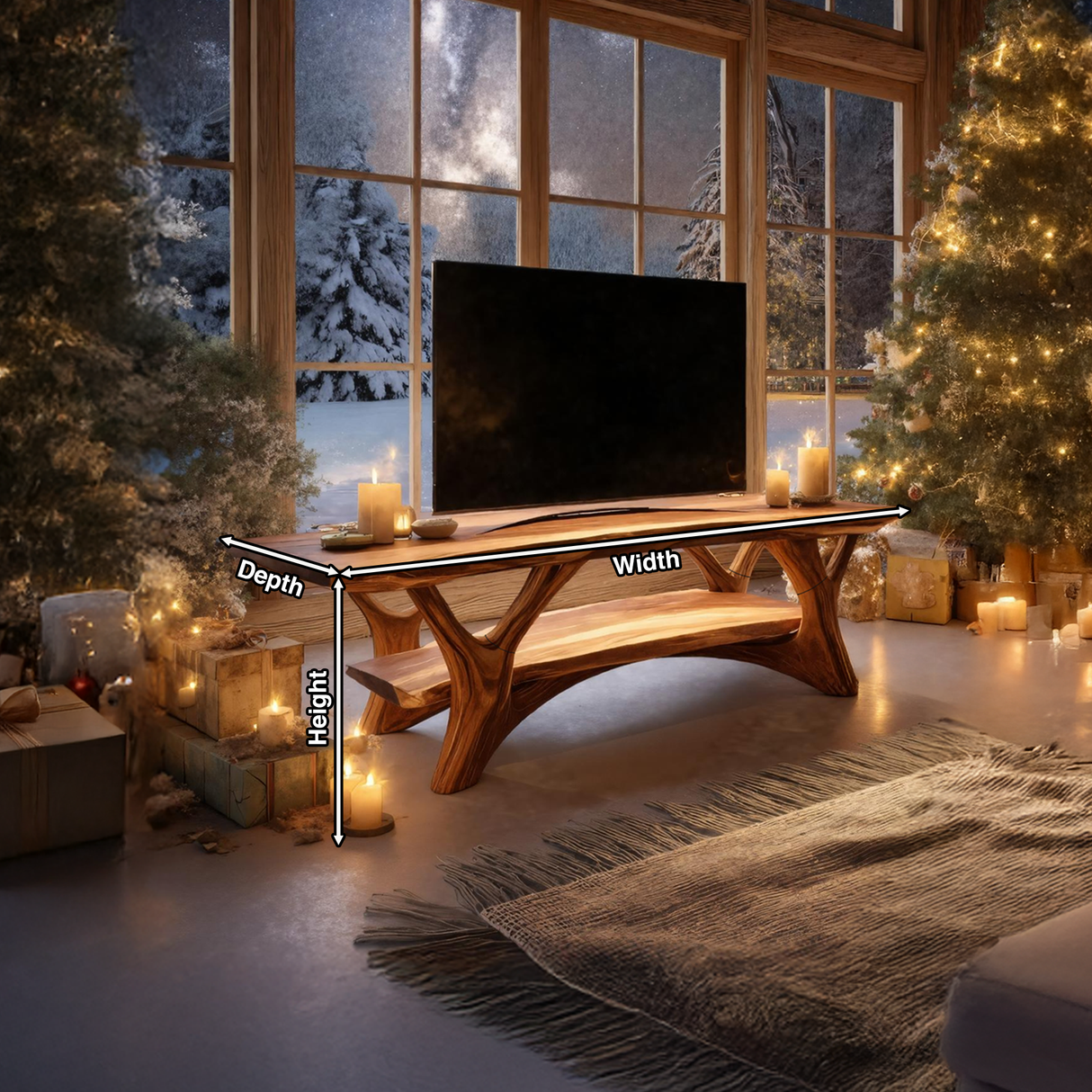 Farmhouse Solid Wood TV Console For Cozy Holiday Decor