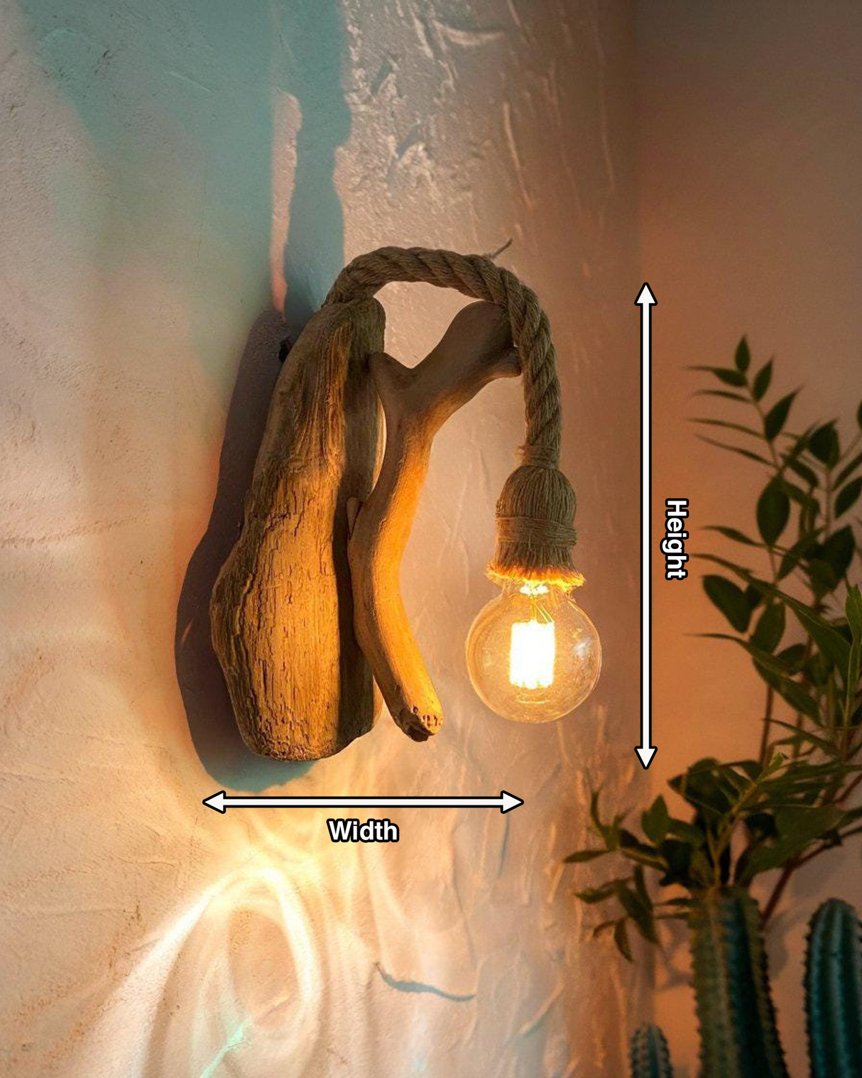 Rustic Wall Light Featuring Driftwood For Living Room