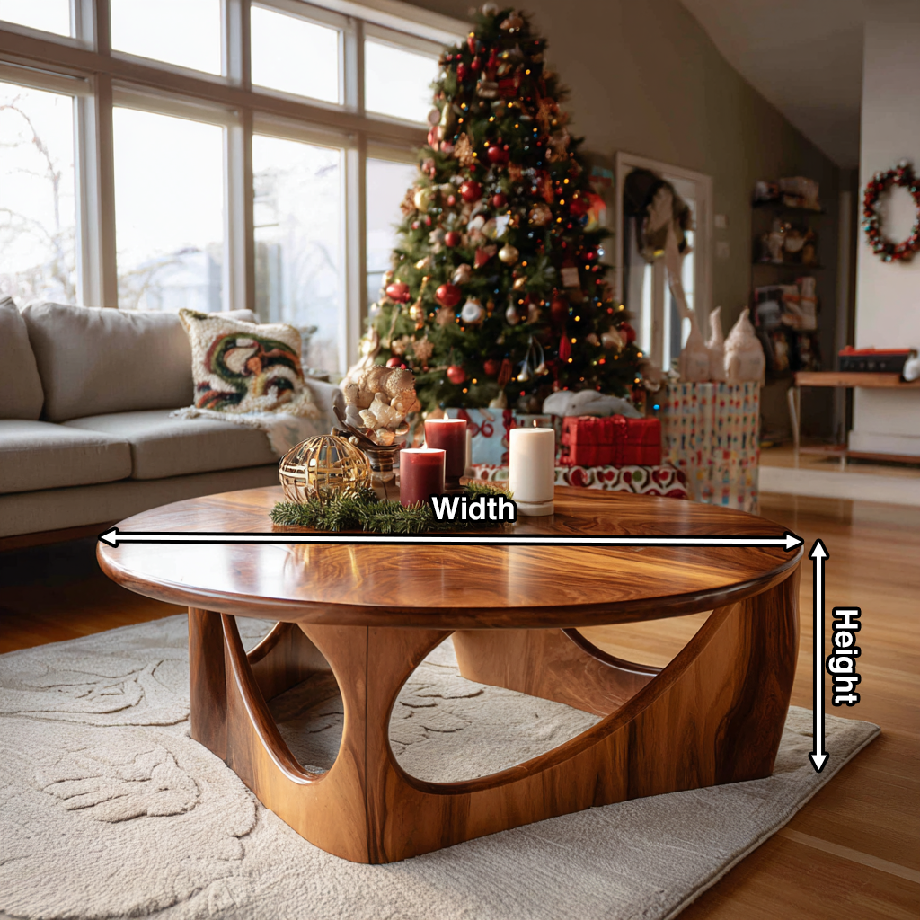 Rustic Solid Wood Low Coffee Table For Christmas Living Room Decor