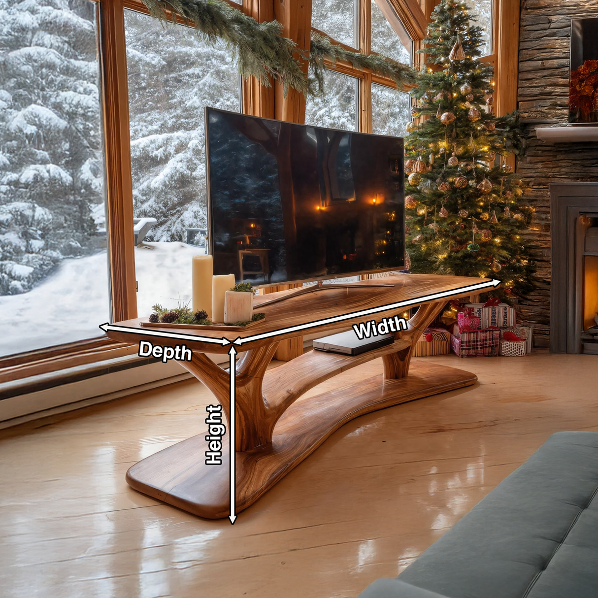 Modern Solid Wood TV Console For Festive Entryway Design