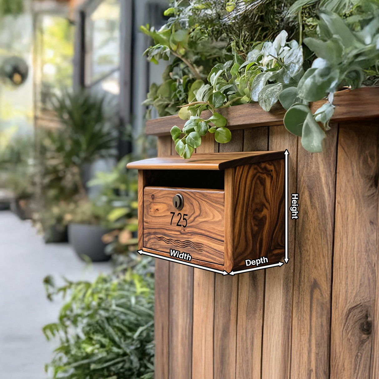 Modern Wooden Sculpture Mailbox For Outdoor Patio Rustic Furniture