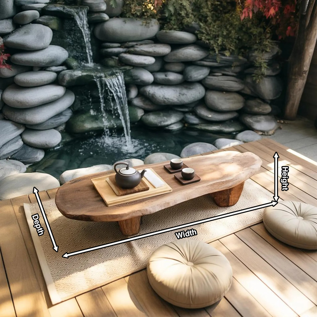 Zen Style Low Tea Table For Meditation Room Outdoor Use