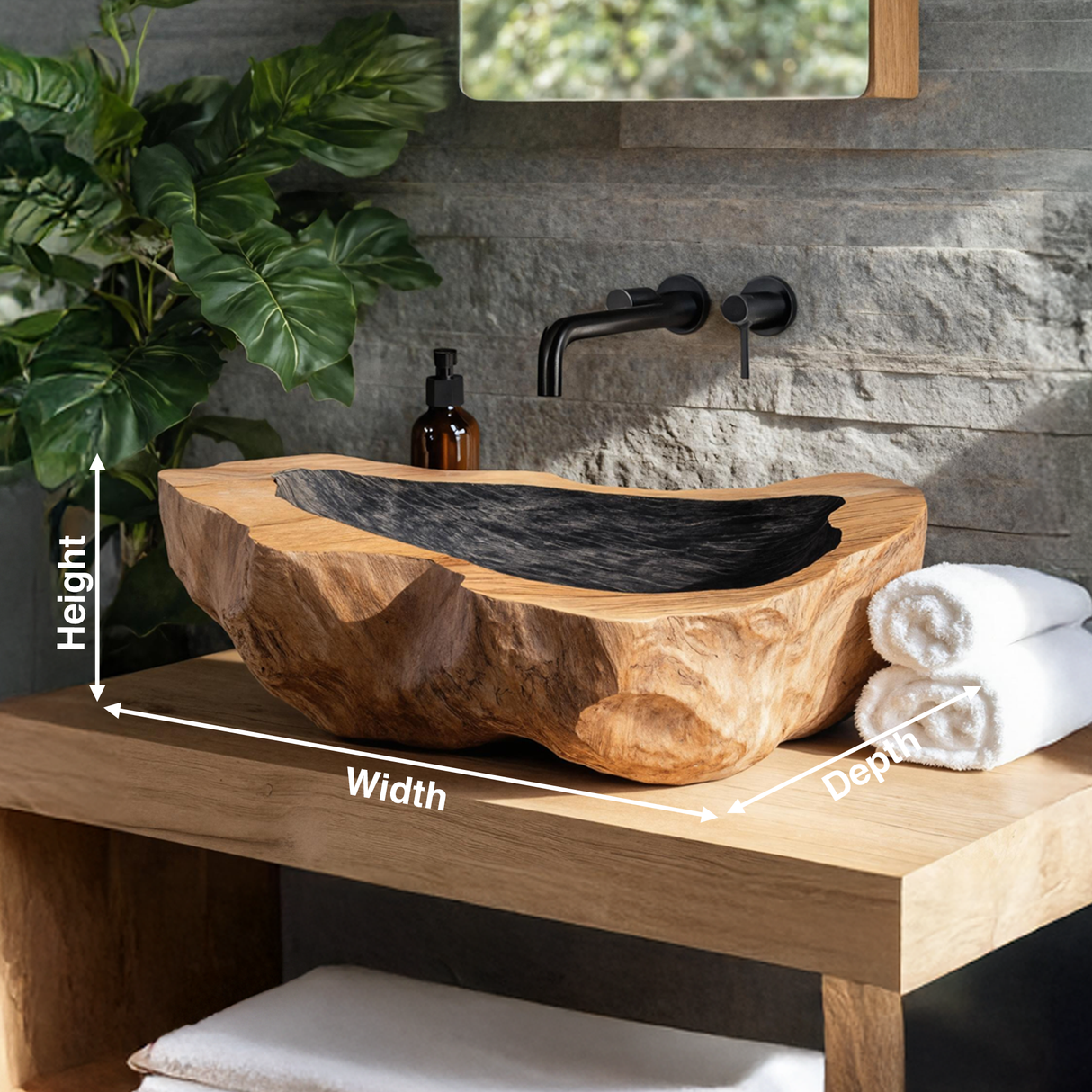 Farmhouse Handcrafted Wood Wash Basin For Bathroom Vanity