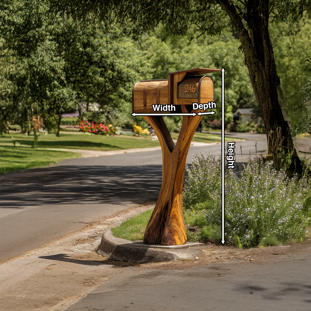 Farmhouse Wooden Sculpture Mailbox For Garden Yard Rustic Accent