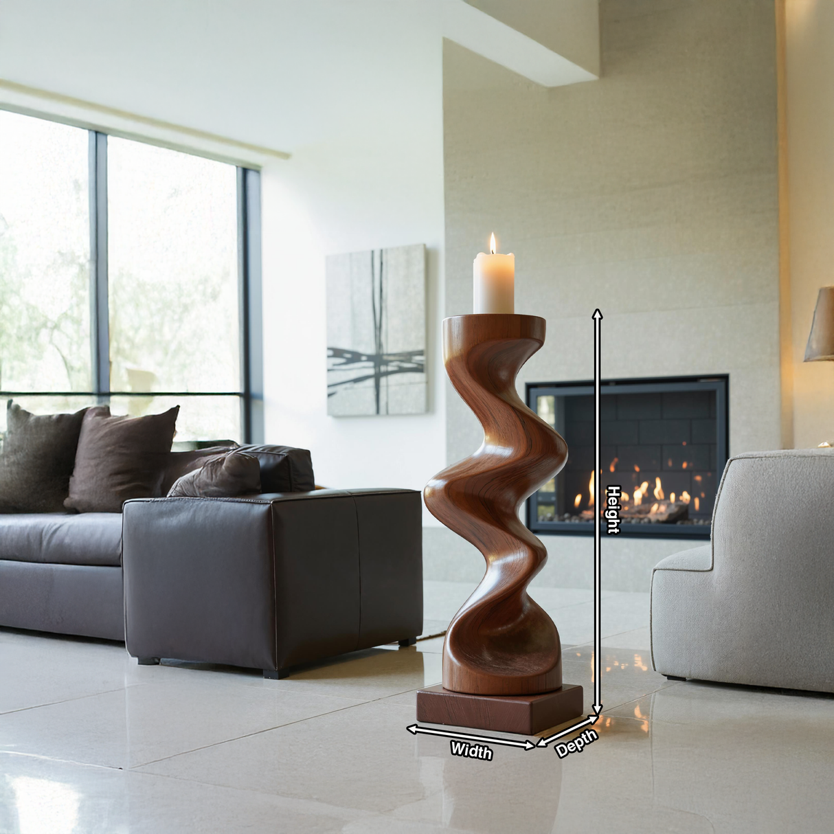 Rustic Solid Wood Abstract Sculpture For Patio Design