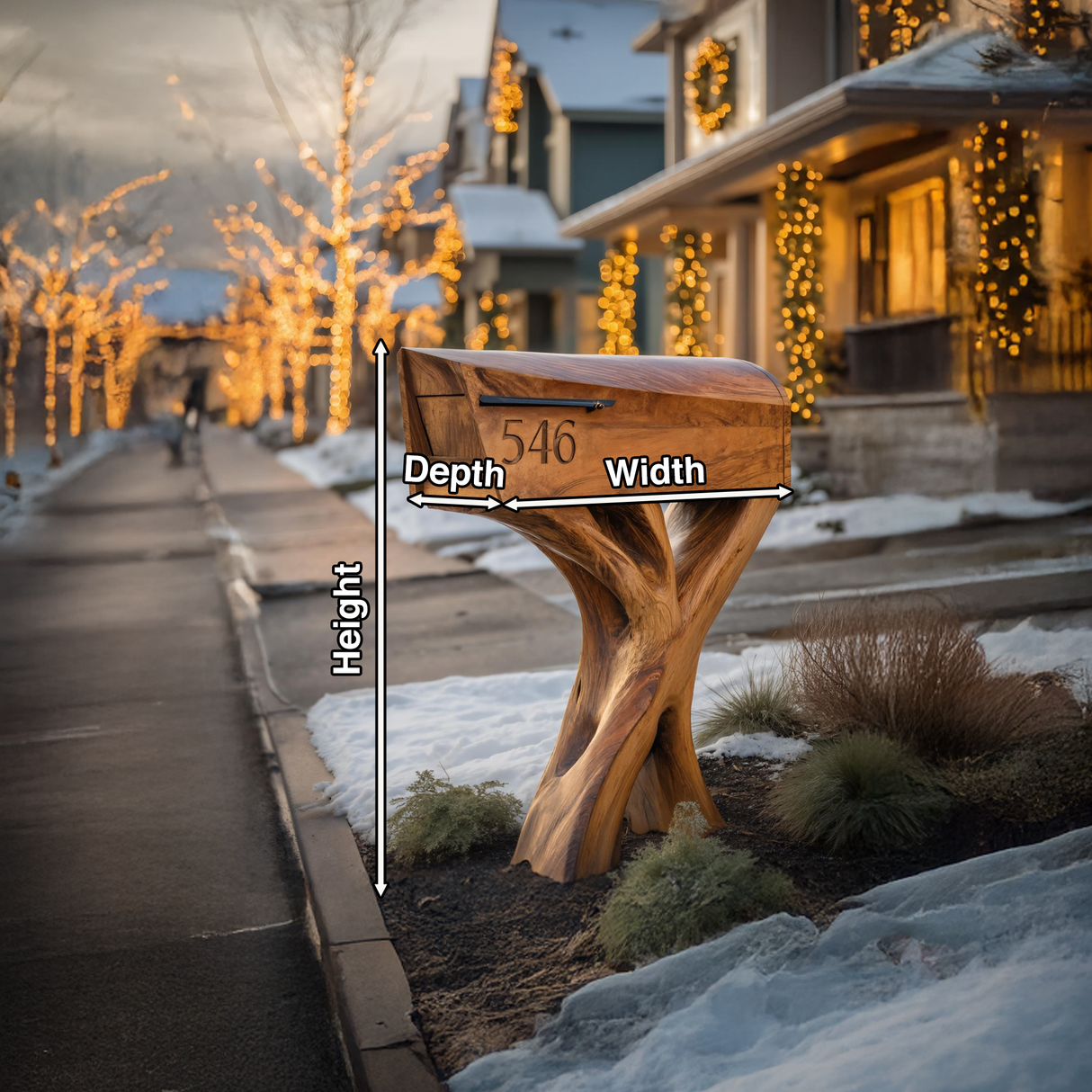 Modern Solid Wood Sculpture Mailbox For Patio Garden Yard Decor