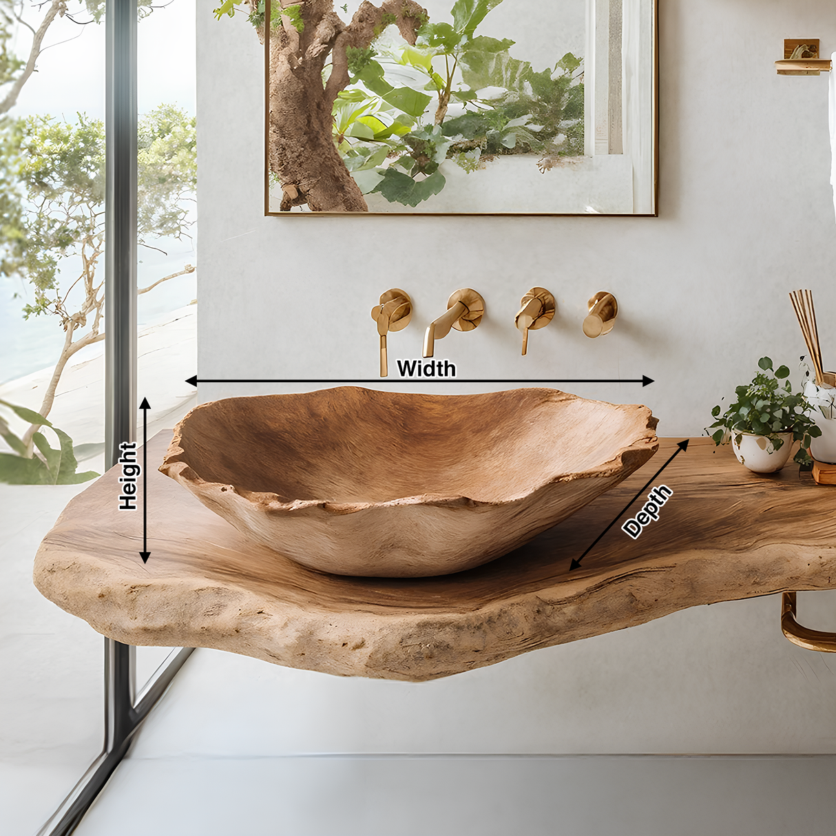 Mid Century Wooden Vessel Sink For Natural Bathroom Decor