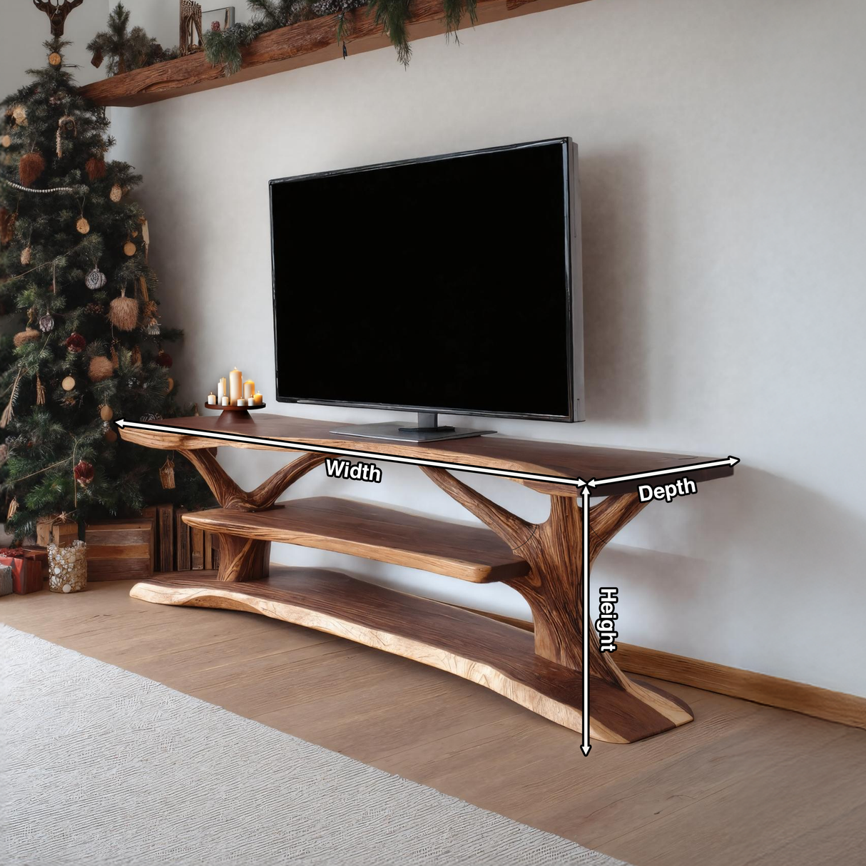 Modern Solid Wood TV Console For Festive Christmas Furniture