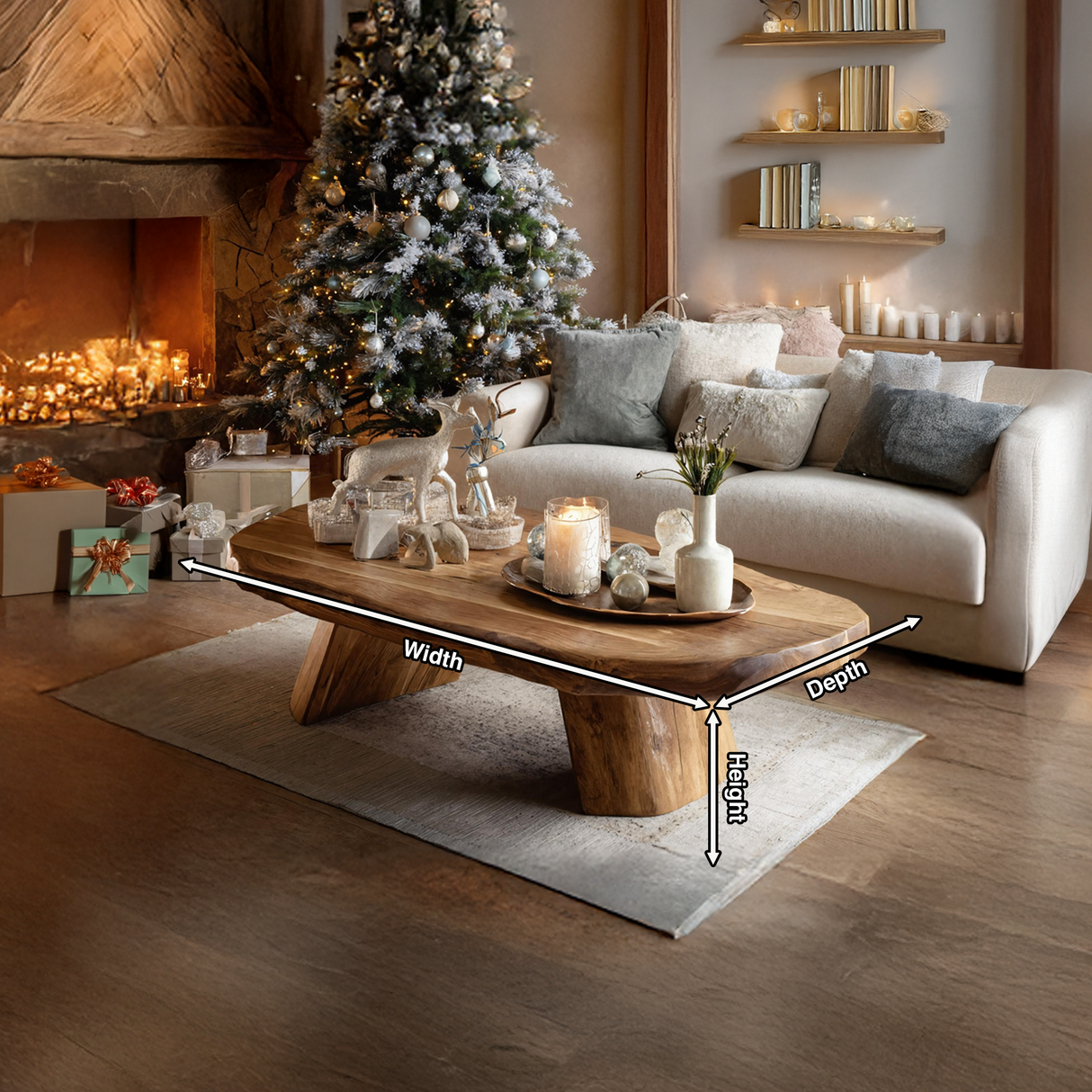 Modern Farmhouse Solid Wood Coffee Table For Holiday Entryway