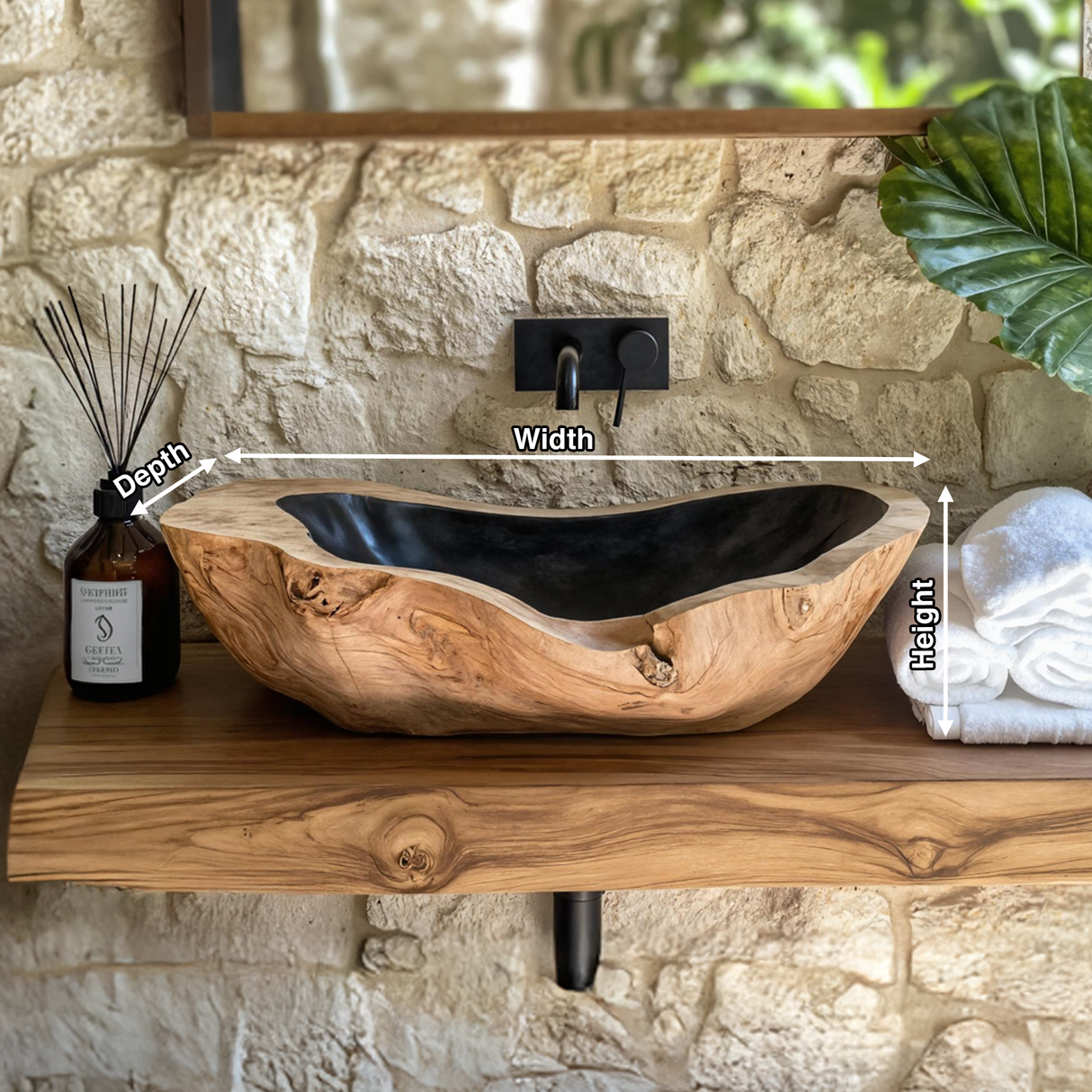 Handcrafted Wooden Vessel Sink For Bathroom Art Decor