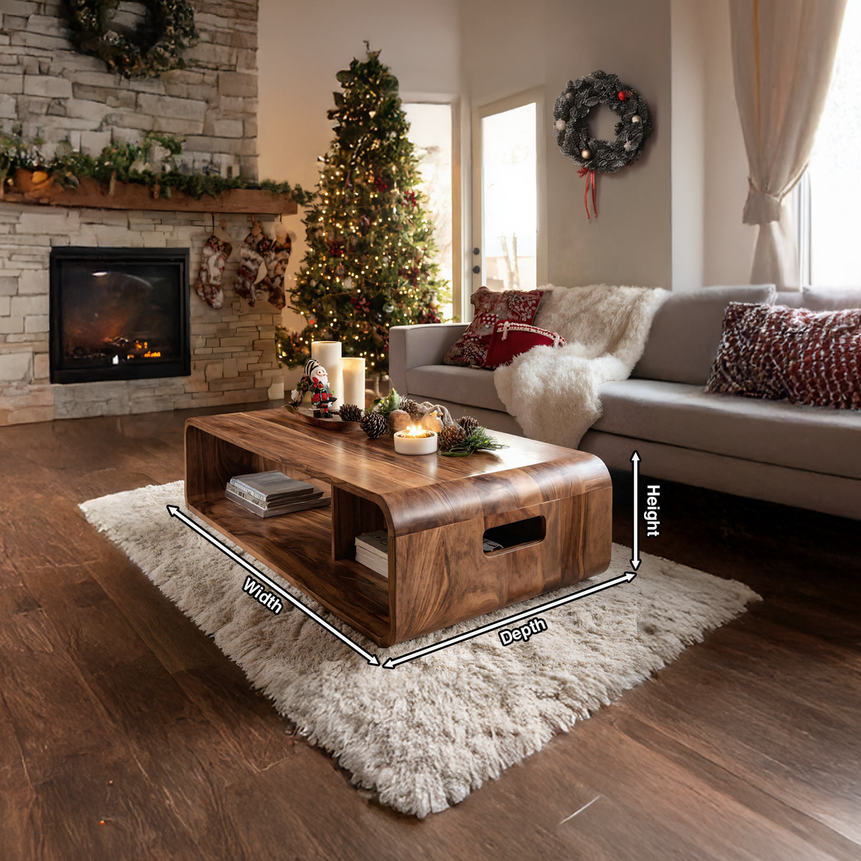 Farmhouse Live Edge Coffee Table For Holiday Entryway Design