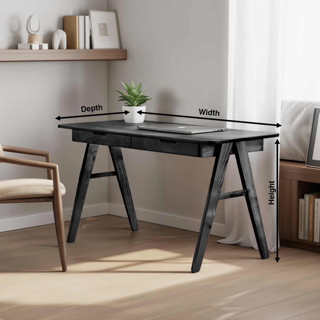 Mid Century Modern Wood Writing Desk With Drawers For Home Office Or Study