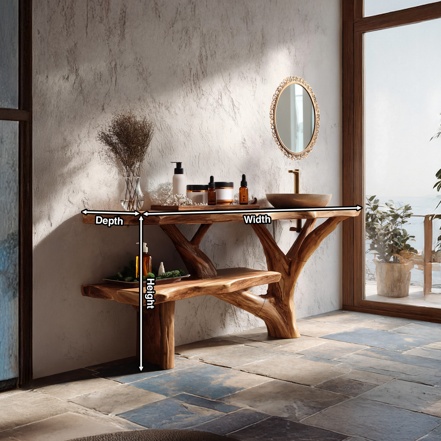 Farmhouse Wooden Live Edge Bathroom Vanity For Bathroom Design
