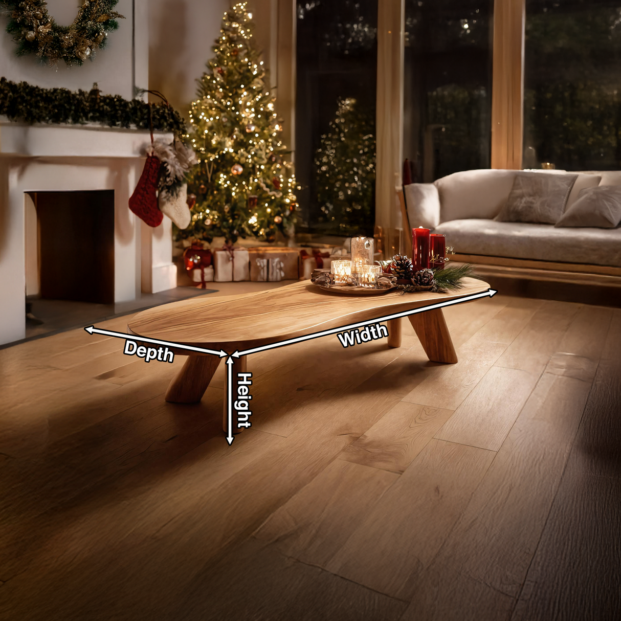 Handcrafted Wooden Live Edge Coffee Table For Holiday Decor