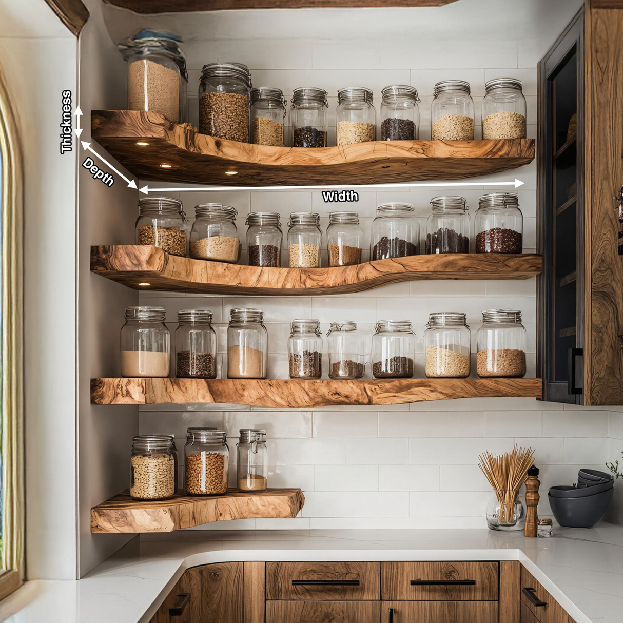 Rustic Handmade Spice Storage Rack For Kitchen Wall