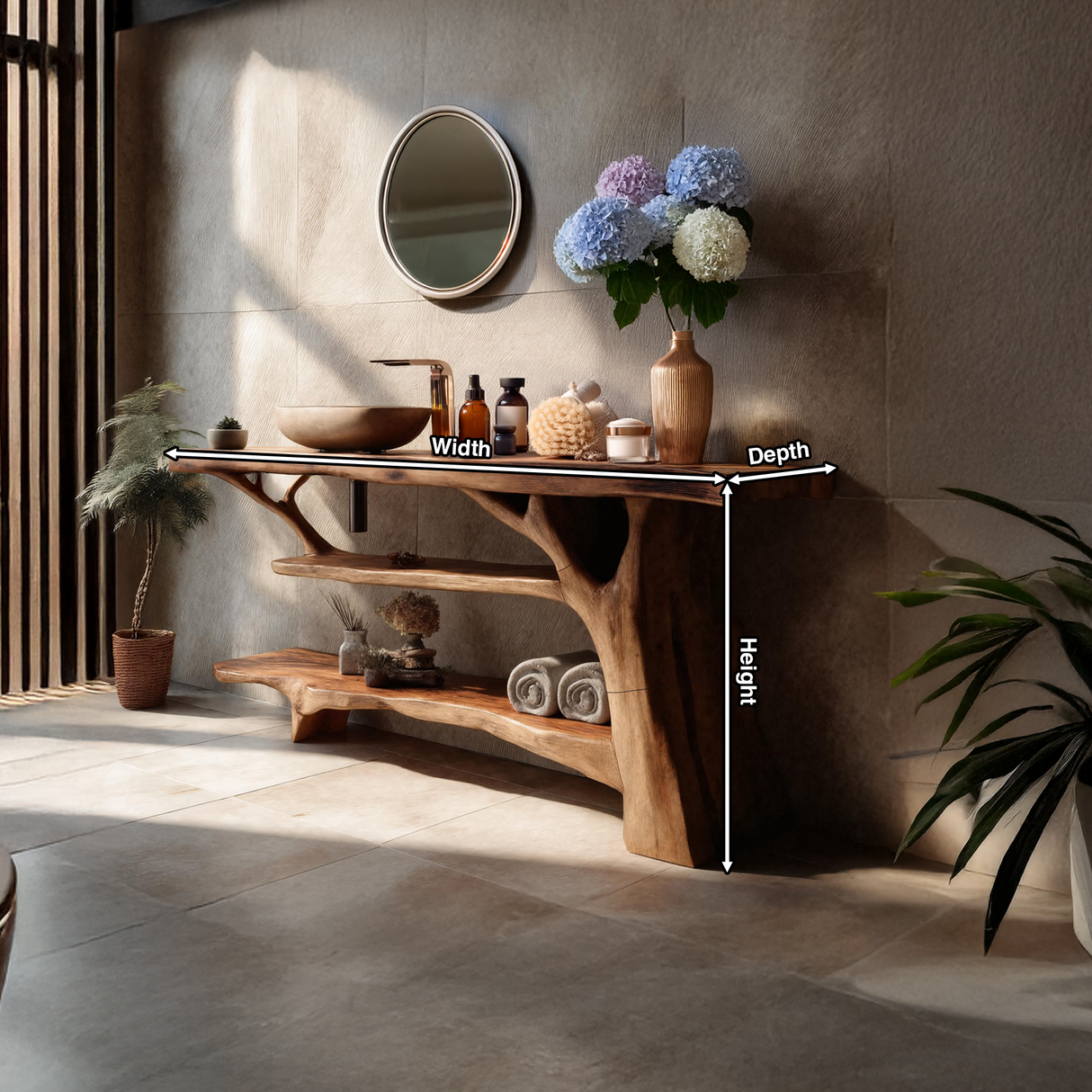Modern Wooden Live Edge Bathroom Vanity For Stylish Bathroom Design