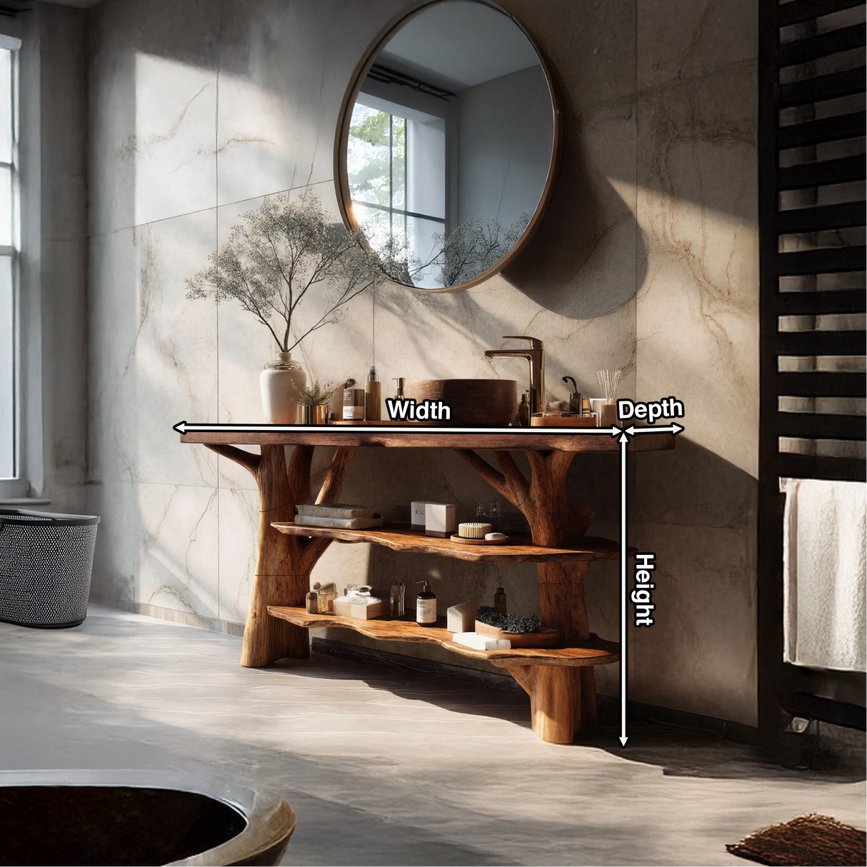 Modern Wooden Live Edge Bathroom Vanity For Luxury Bathroom Furniture