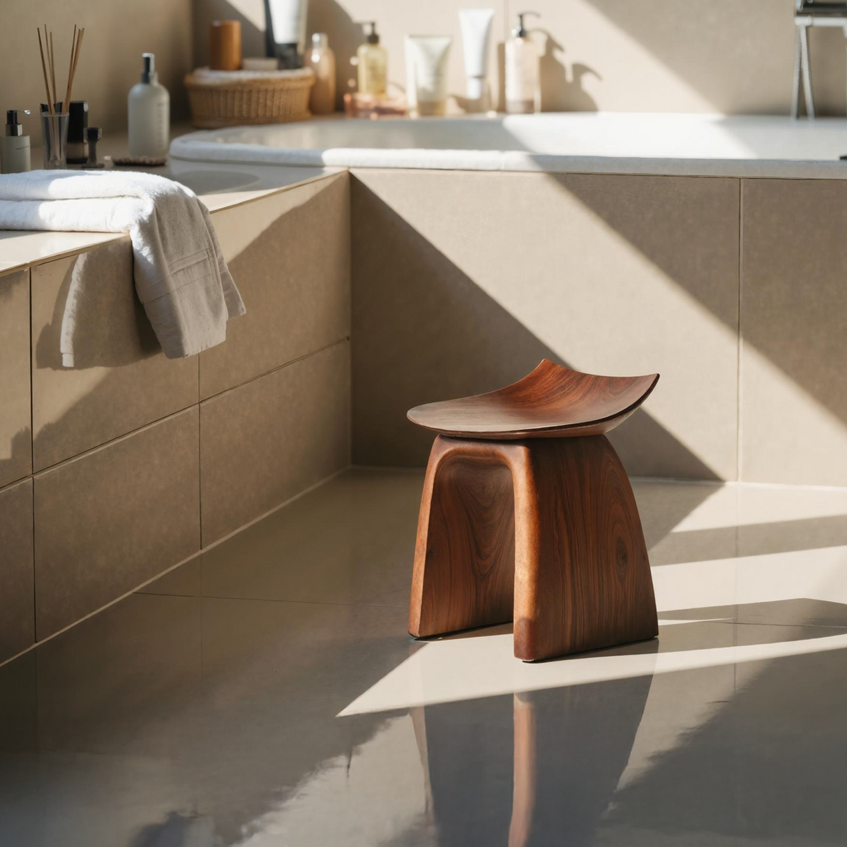 Mid Century Shower Bench For Bathroom Furniture Decor
