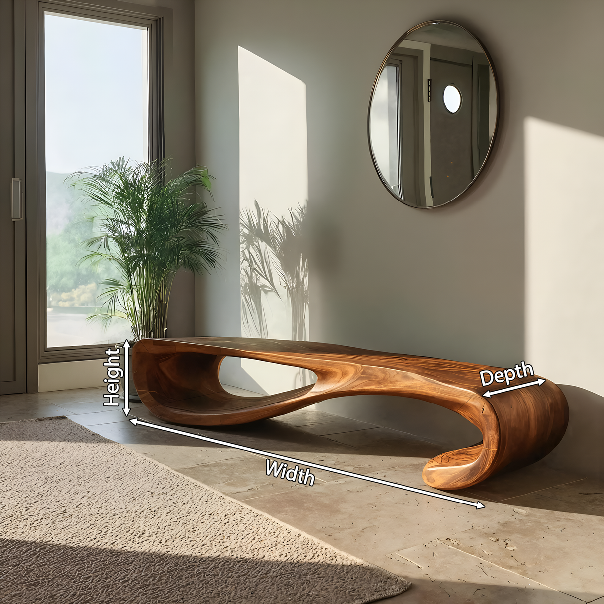 Modern Curved Entryway Bench For Hallway Accent