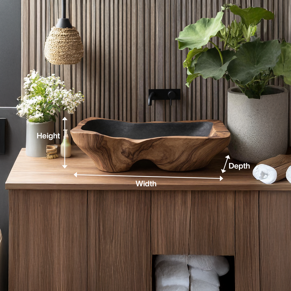 Mid Century Rustic Wooden Vessel Sink For Bathroom Ideas