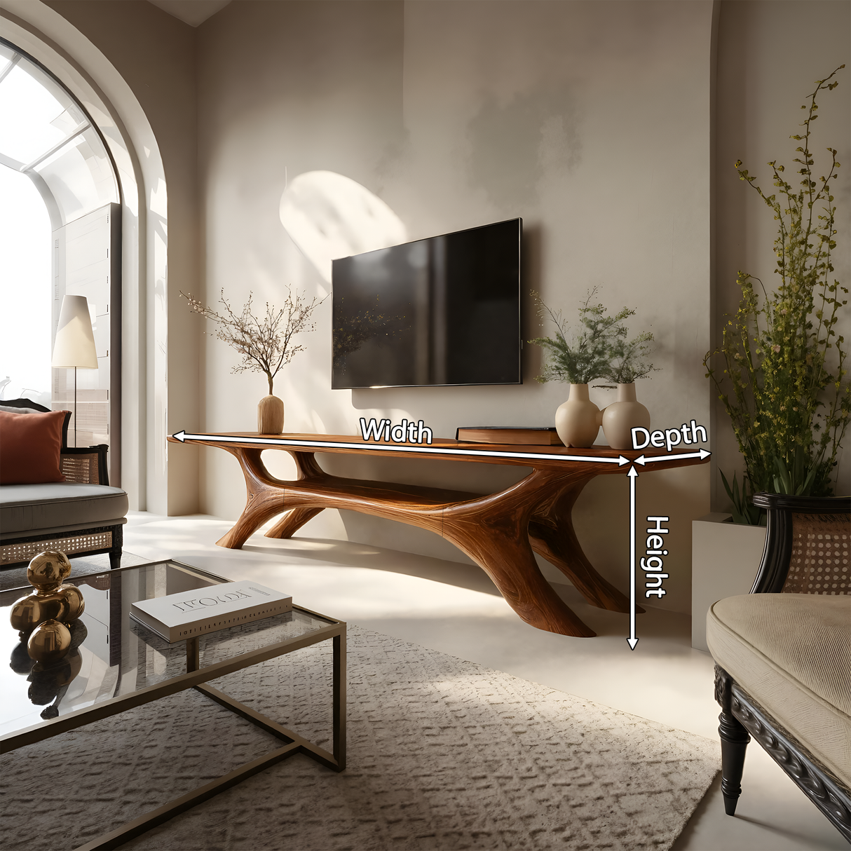 Modern Sculptural TV Cabinet For Living Room Accent