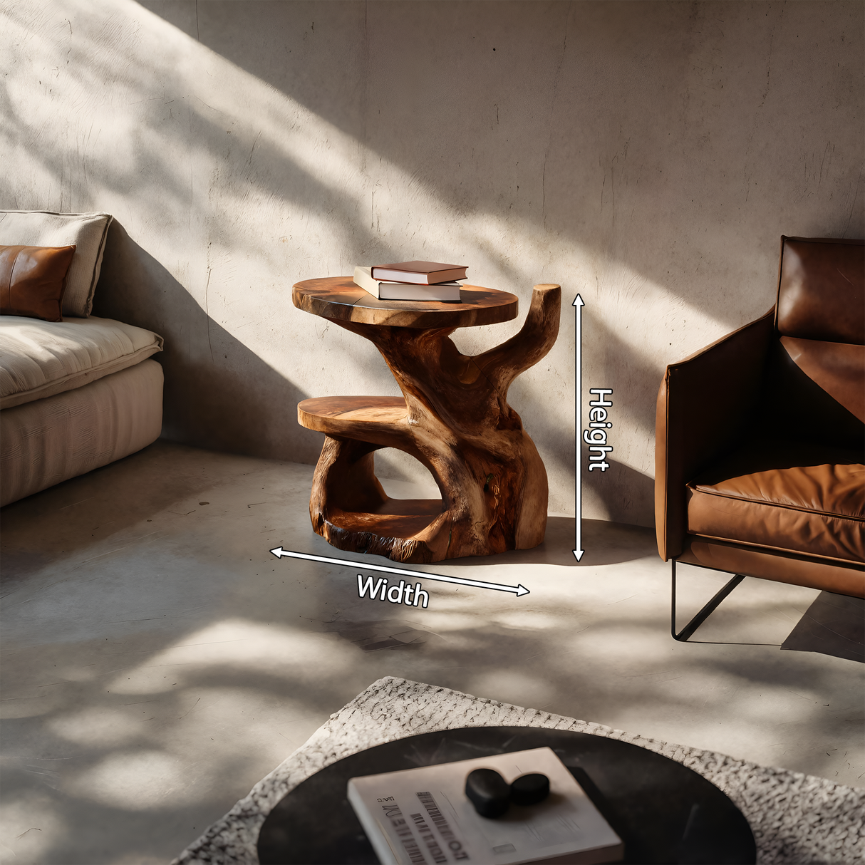 Elegant Side Table With Shelf Layered For Living Room