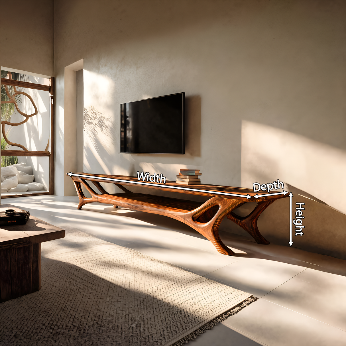 Curved TV Stand For Contemporary Living Room Furniture