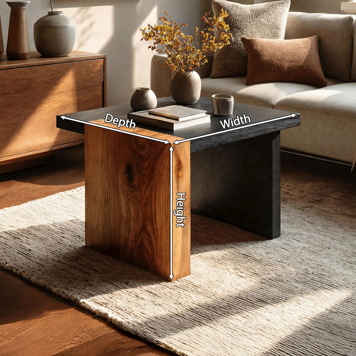 Handcrafted Live Edge Side Table For Rustic Cabin Decor