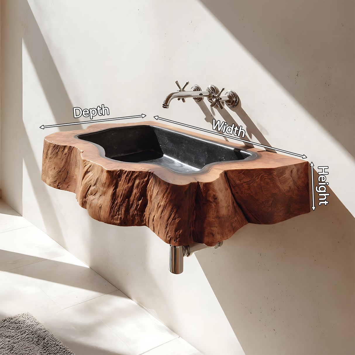 Farmhouse Wall Mounted Wooden Bathroom Sink For Bathroom Furniture Style