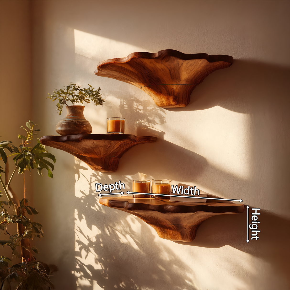 Farmhouse Wooden Mushroom Shelf For Natural Bedroom Decor Style