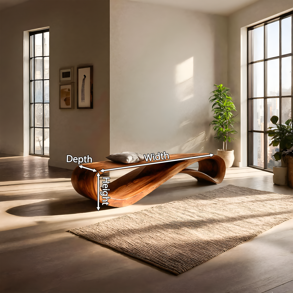 Contemporary Bench With Wave Shape For Living Room