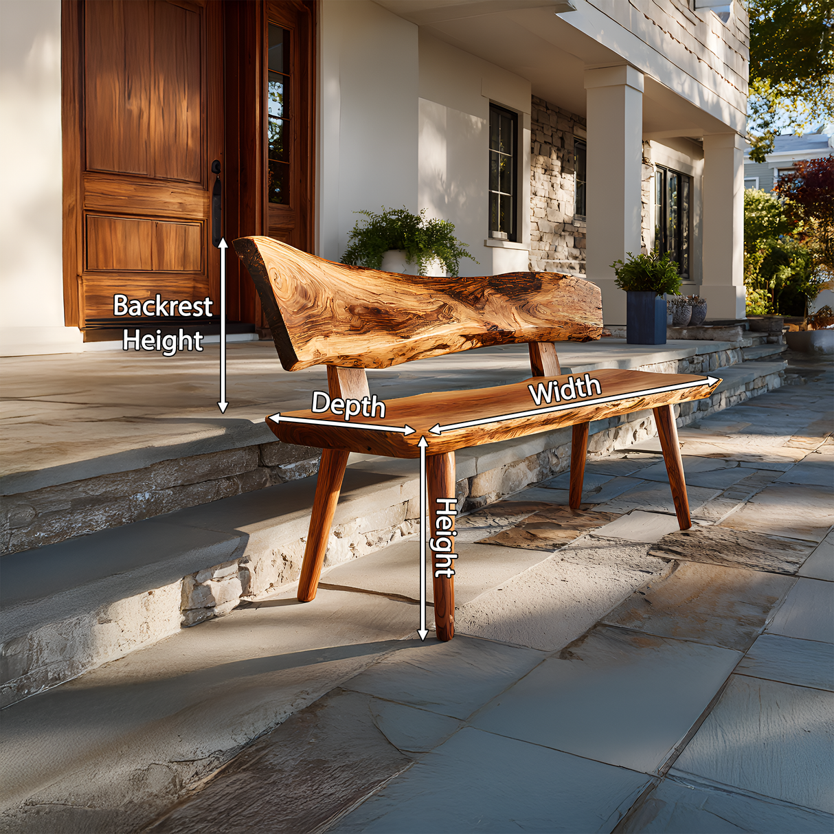 Minimal Outdoor Wooden Bench For Green Garden