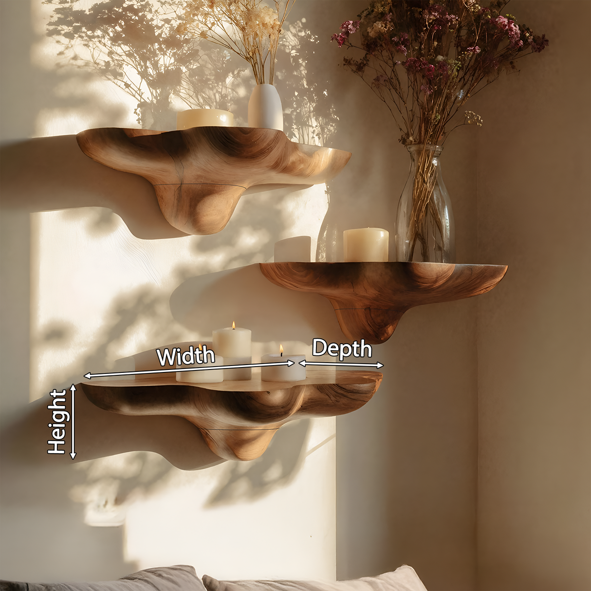 Mid Century Solid Wood Mushroom Shelf For Stylish Furniture Decor